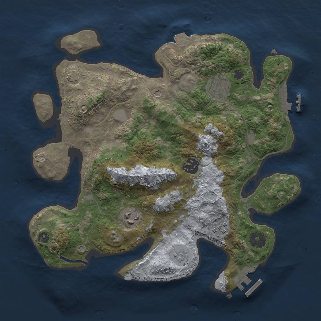Rust Map: Procedural Map, Size: 3000, Seed: 27109, 12 Monuments