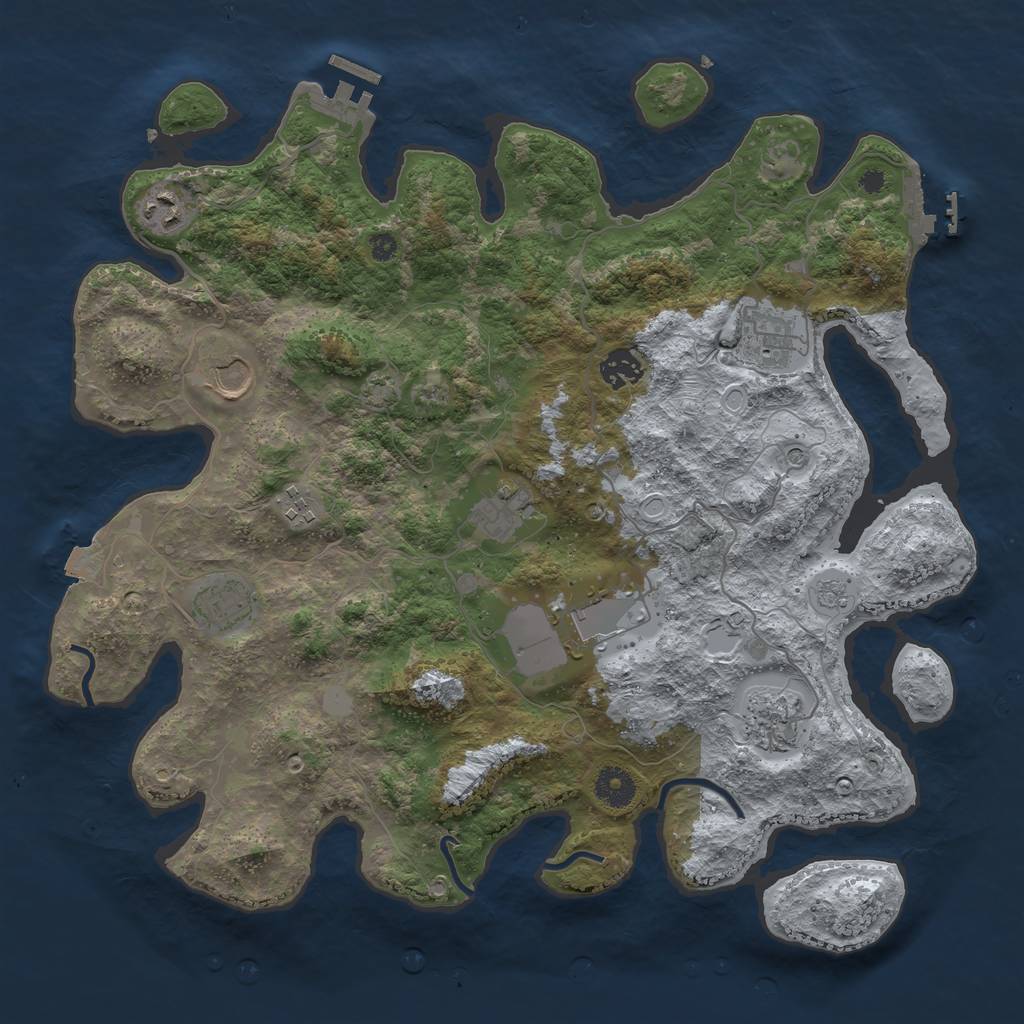 Rust Map: Procedural Map, Size: 3800, Seed: 233723868, 17 Monuments