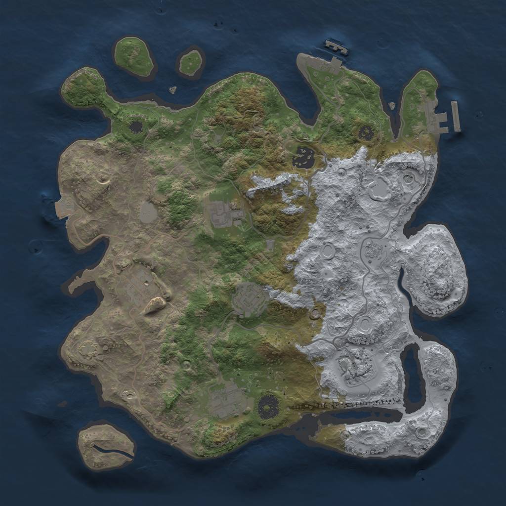 Rust Map: Procedural Map, Size: 3300, Seed: 1193346958, 14 Monuments