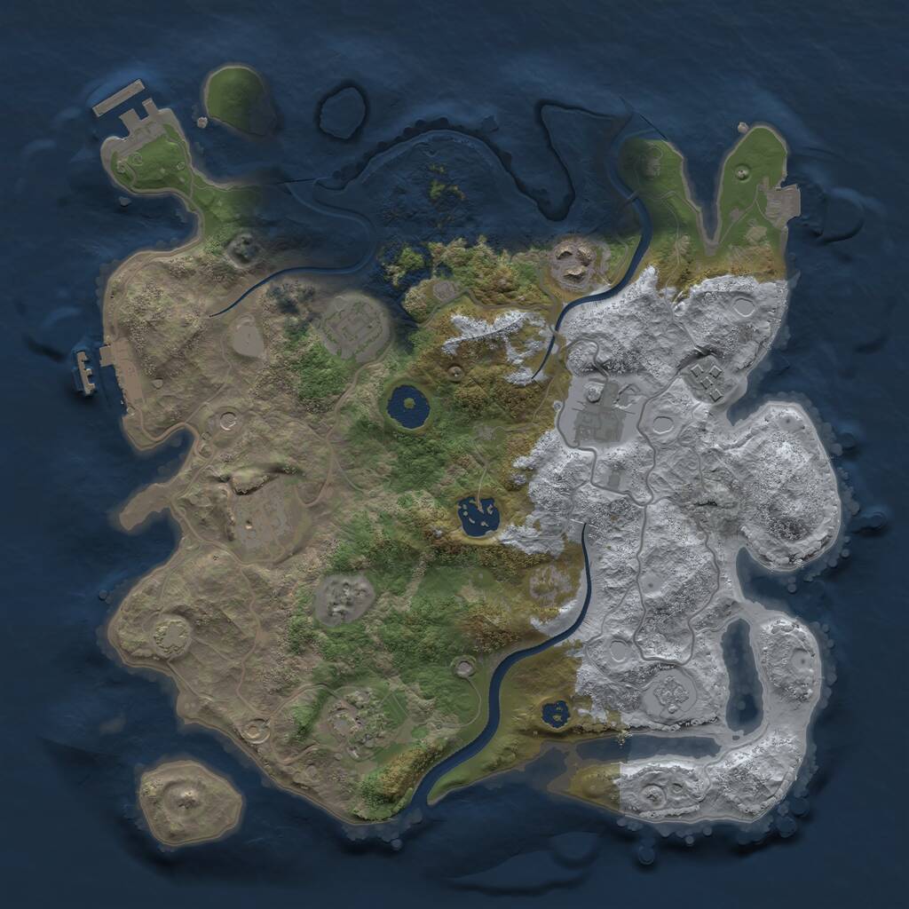 Rust Map: Procedural Map, Size: 3300, Seed: 1193346958, 13 Monuments