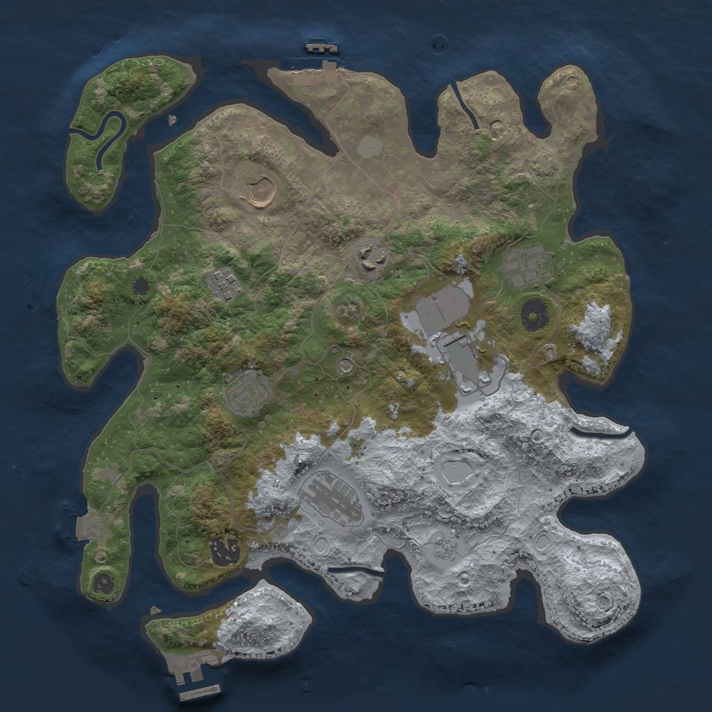 Rust Map: Procedural Map, Size: 3500, Seed: 630159827, 16 Monuments