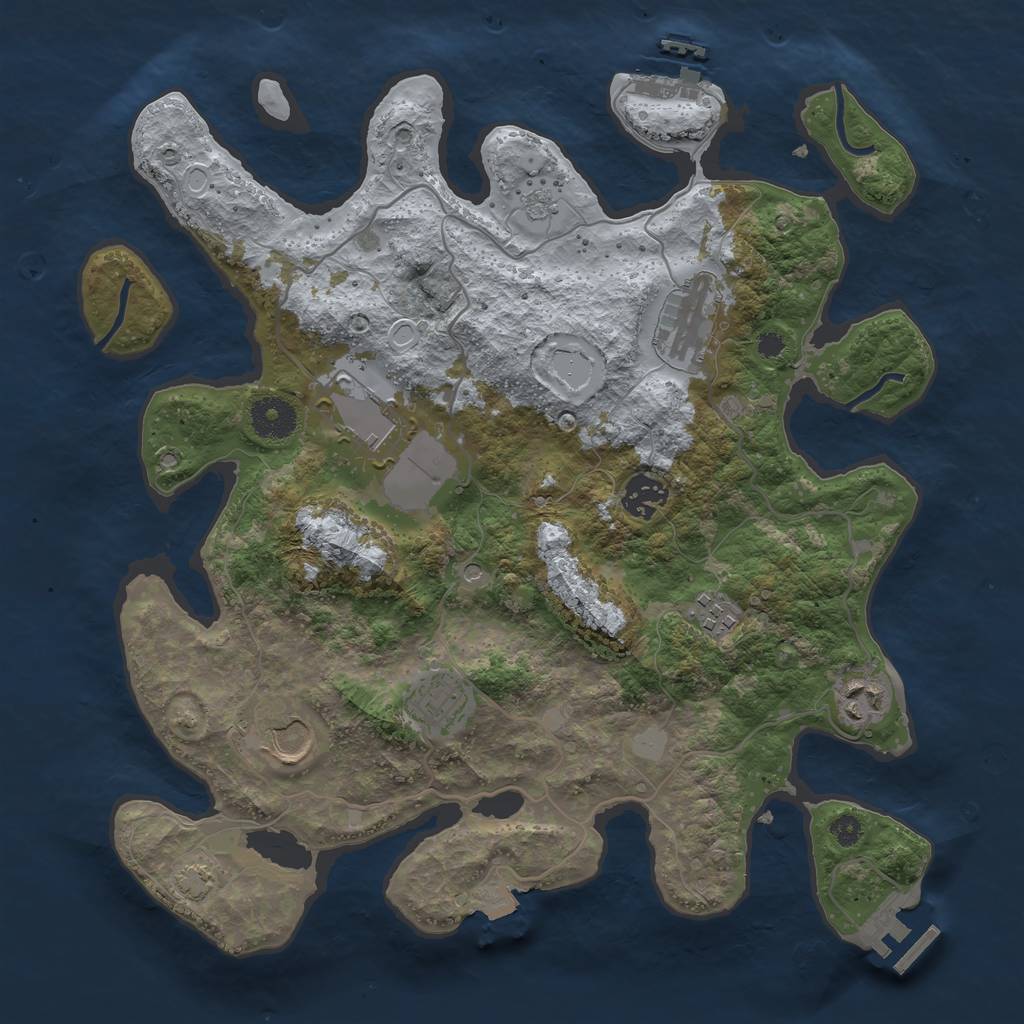 Rust Map: Procedural Map, Size: 3500, Seed: 990461364, 15 Monuments