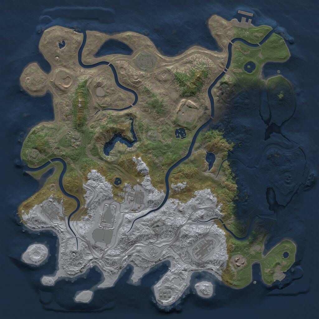 Rust Map: Procedural Map, Size: 4250, Seed: 1927324, 17 Monuments