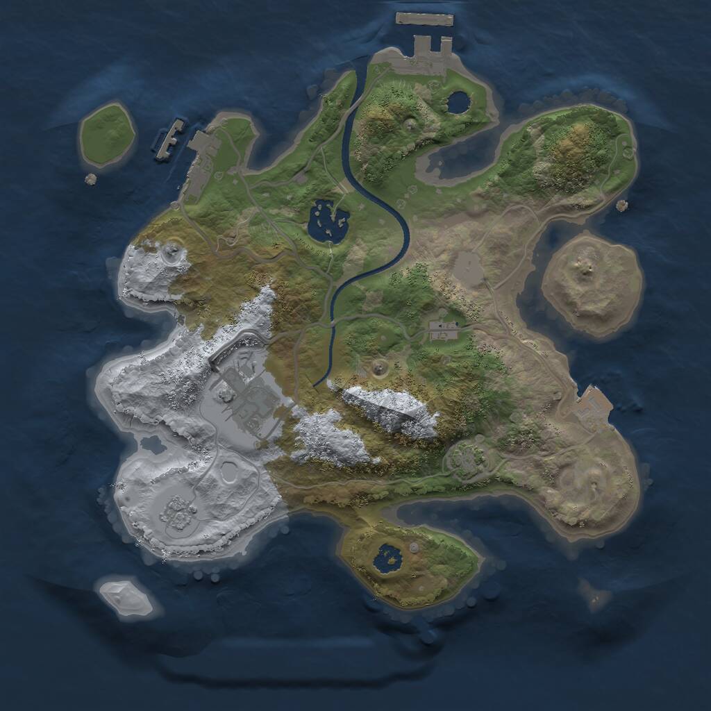 Rust Map: Procedural Map, Size: 2500, Seed: 267430402, 7 Monuments
