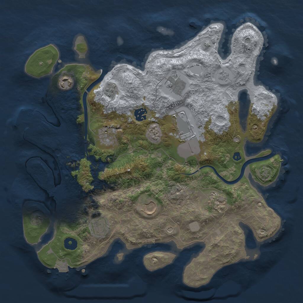 Rust Map: Procedural Map, Size: 3500, Seed: 1124384331, 14 Monuments