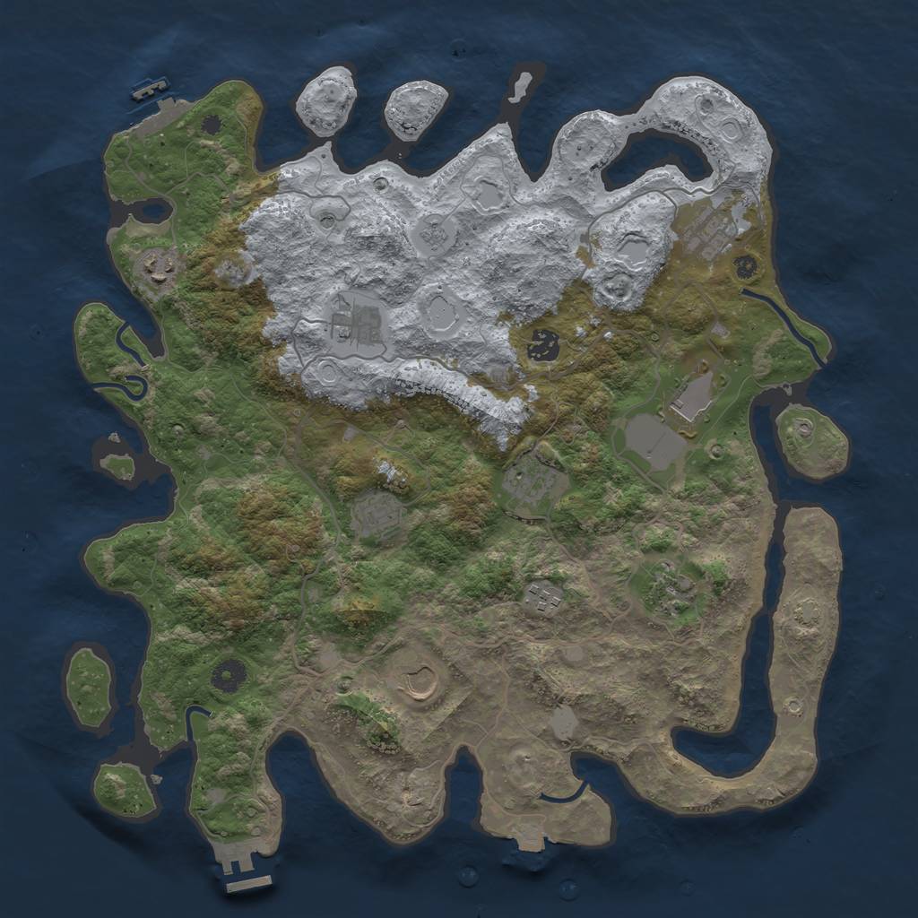 Rust Map: Procedural Map, Size: 4096, Seed: 1917559065, 18 Monuments