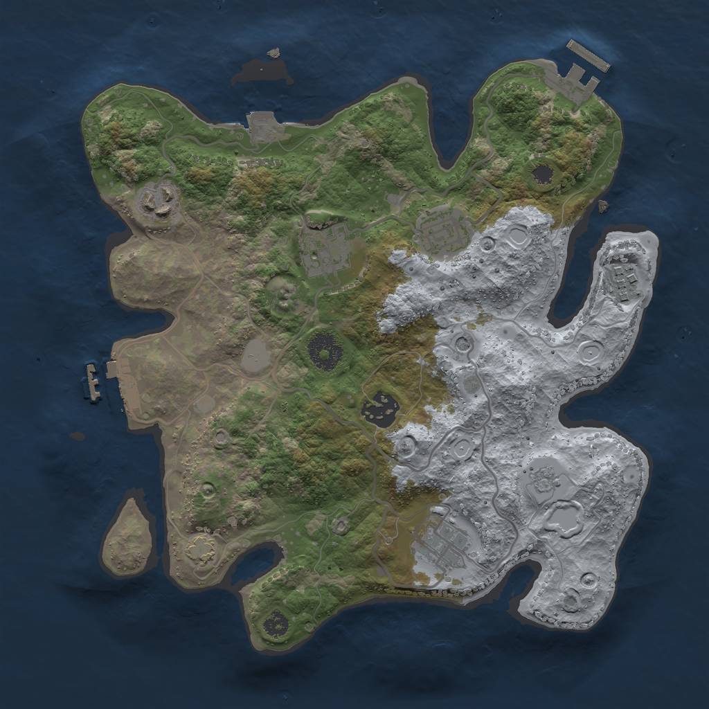 Rust Map: Procedural Map, Size: 3000, Seed: 129034, 14 Monuments