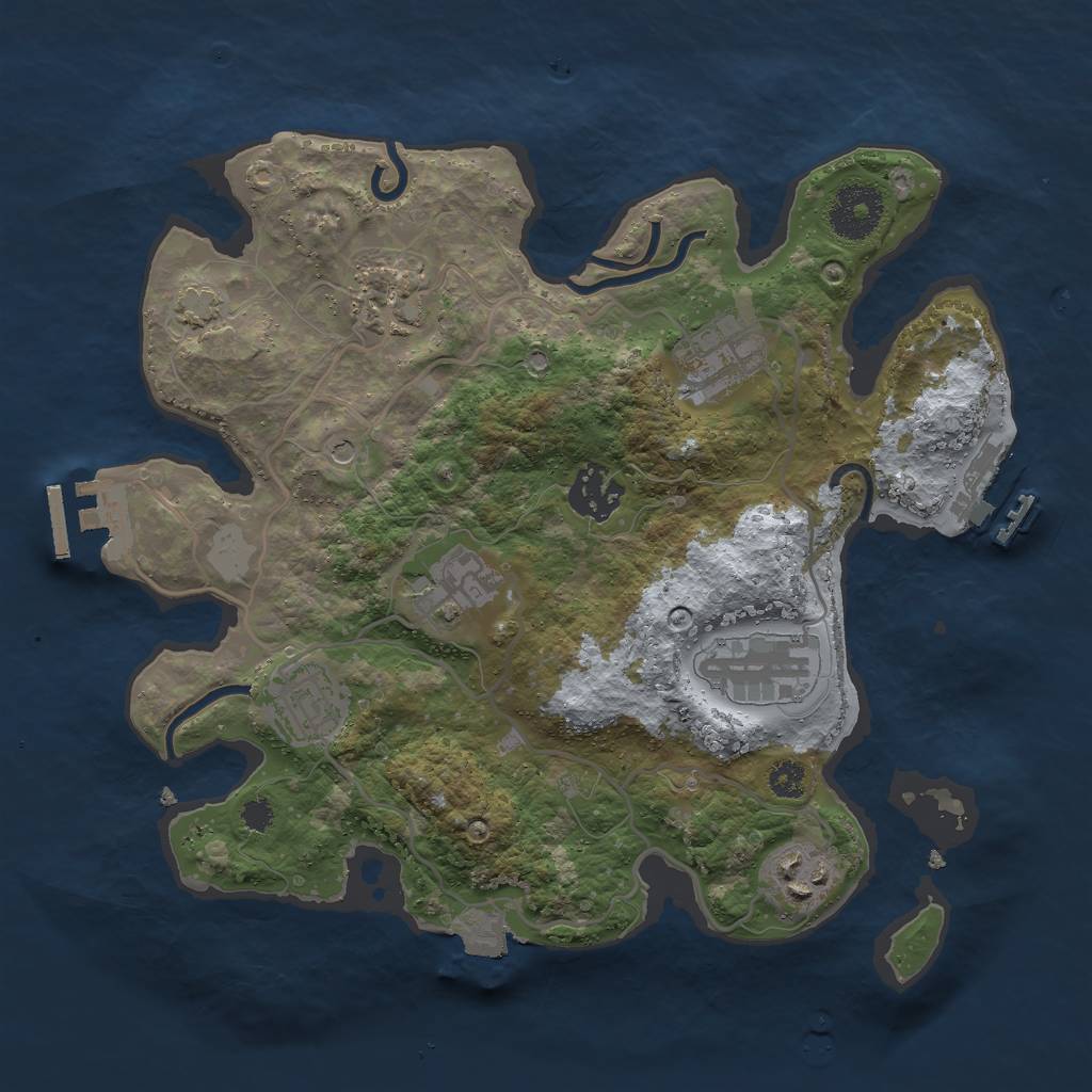 Rust Map: Procedural Map, Size: 3000, Seed: 1895820423, 14 Monuments