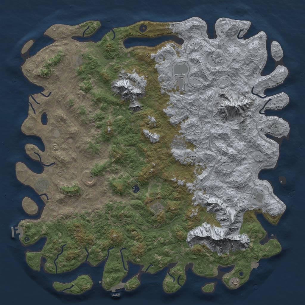 Rust Map: Procedural Map, Size: 6000, Seed: 648473, 19 Monuments