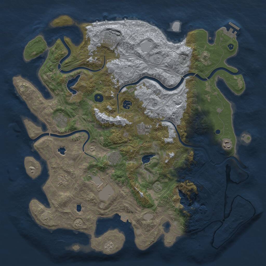 Rust Map: Procedural Map, Size: 4500, Seed: 694953406, 14 Monuments