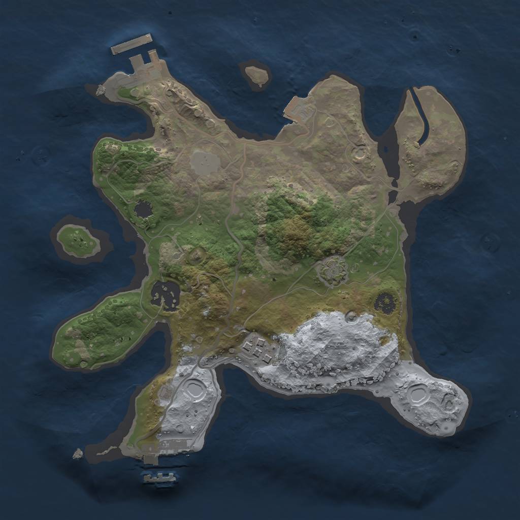 Rust Map: Procedural Map, Size: 2500, Seed: 310261642, 8 Monuments