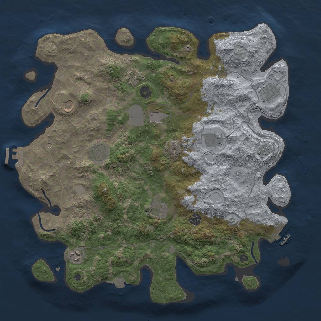 Rust Map: Procedural Map, Size: 4000, Seed: 347974, 18 Monuments