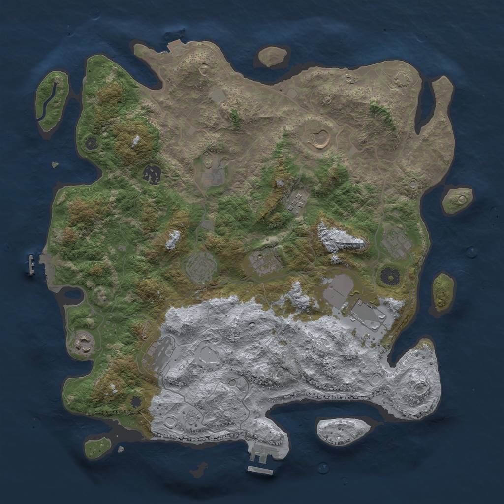 Rust Map: Procedural Map, Size: 4000, Seed: 1319746716, 18 Monuments