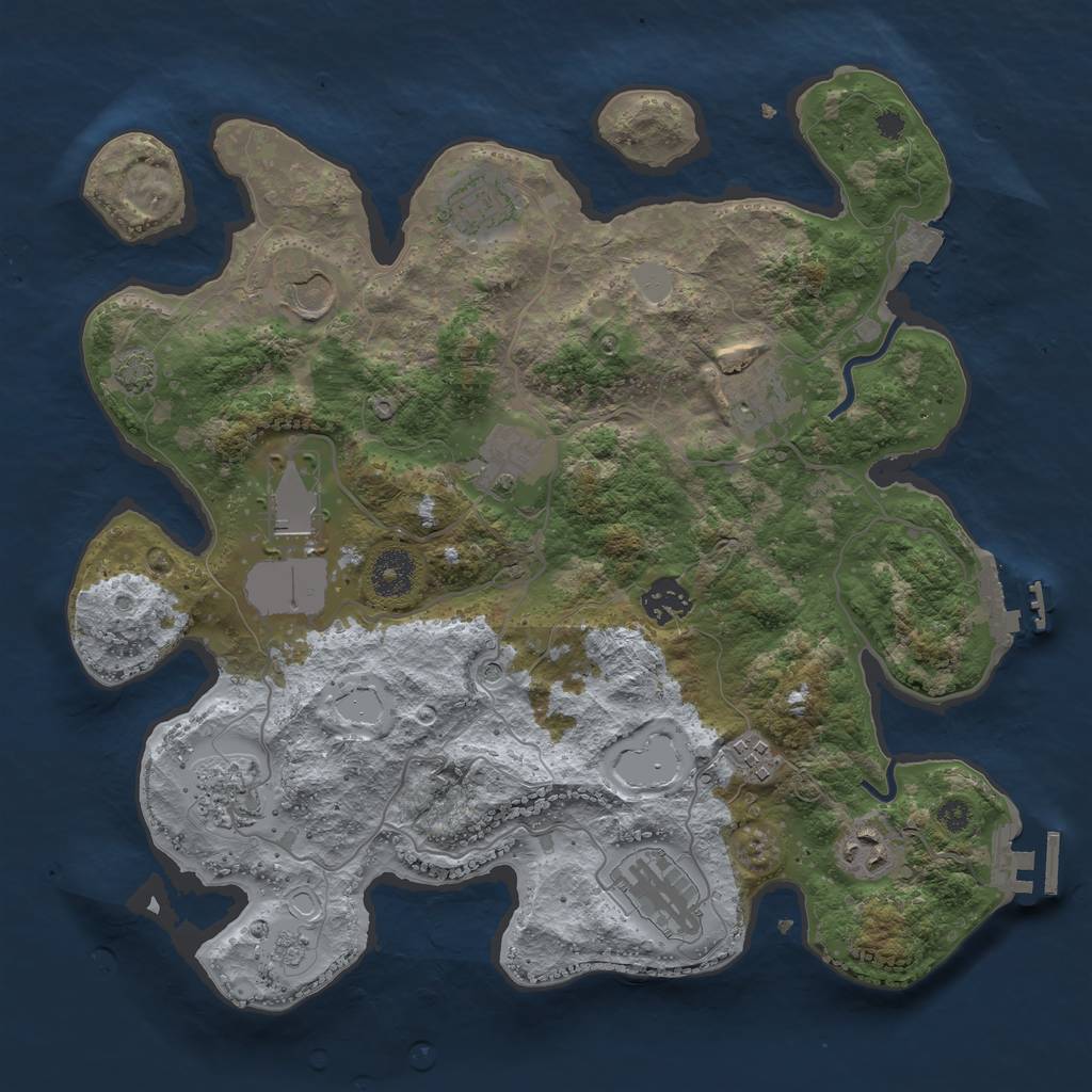 Rust Map: Procedural Map, Size: 3500, Seed: 1014381981, 18 Monuments