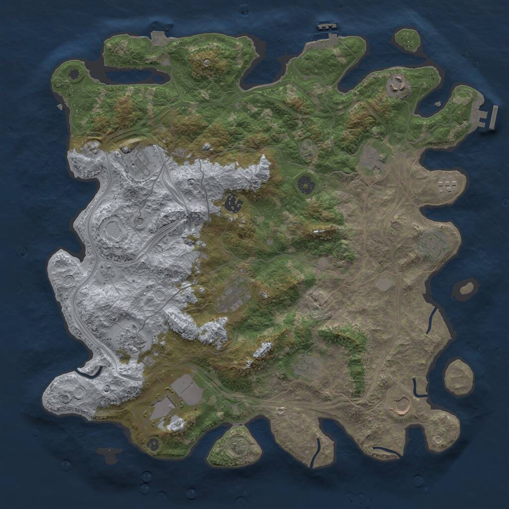 Rust Map: Procedural Map, Size: 4250, Seed: 117737023, 17 Monuments