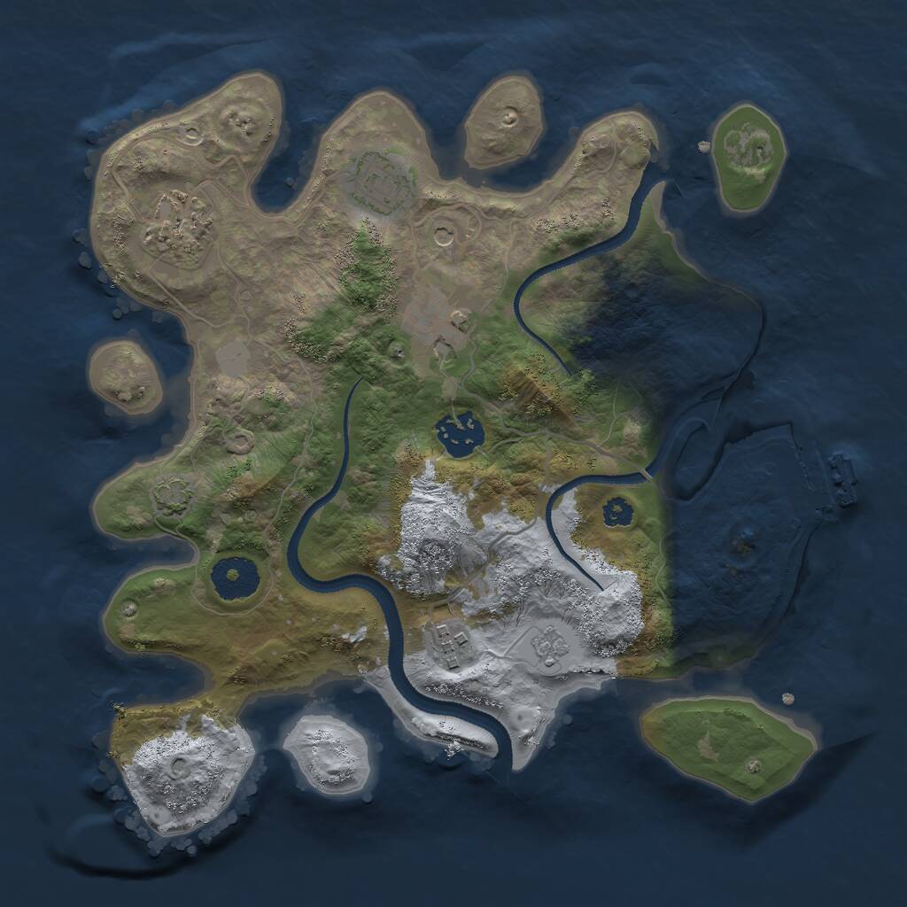 Rust Map: Procedural Map, Size: 3000, Seed: 48376, 10 Monuments