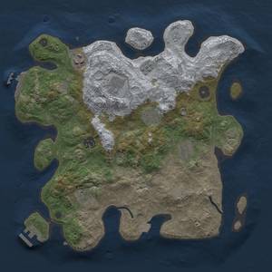 Thumbnail Rust Map: Procedural Map, Size: 3375, Seed: 1, 15 Monuments