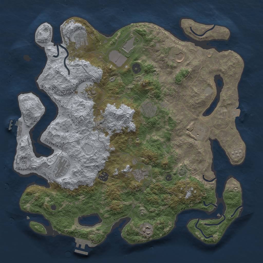 Rust Map: Procedural Map, Size: 4000, Seed: 1843436479, 19 Monuments