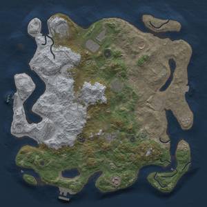 Thumbnail Rust Map: Procedural Map, Size: 4000, Seed: 1843436479, 19 Monuments