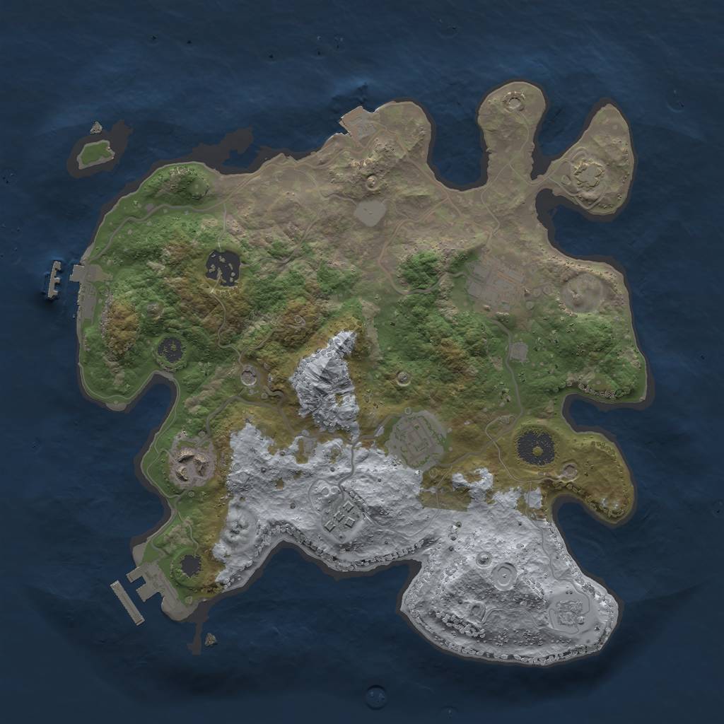 Rust Map: Procedural Map, Size: 3000, Seed: 1912331647, 13 Monuments