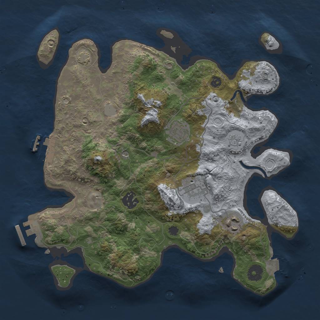 Rust Map: Procedural Map, Size: 3000, Seed: 29649, 12 Monuments