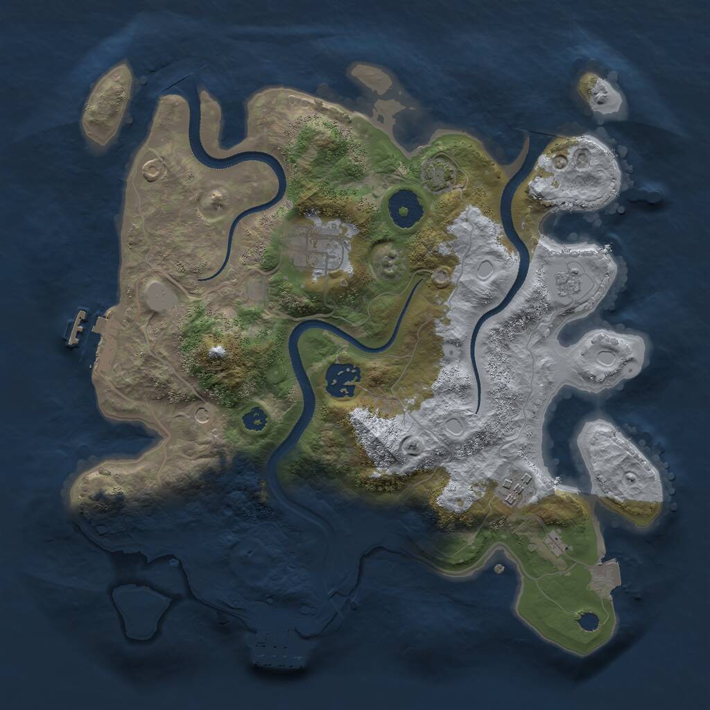 Rust Map: Procedural Map, Size: 3000, Seed: 29649, 9 Monuments