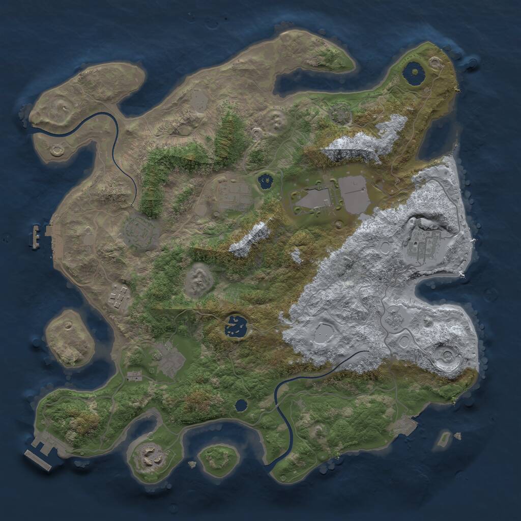Rust Map: Procedural Map, Size: 3500, Seed: 80223099, 14 Monuments