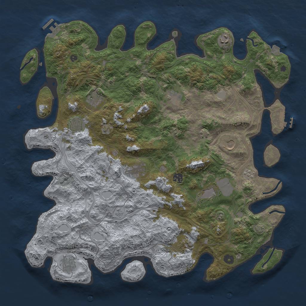 Rust Map: Procedural Map, Size: 4500, Seed: 246013220, 19 Monuments