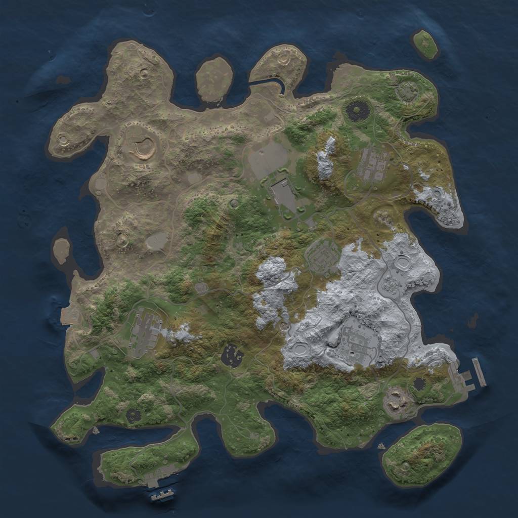 Rust Map: Procedural Map, Size: 3500, Seed: 488032353, 16 Monuments