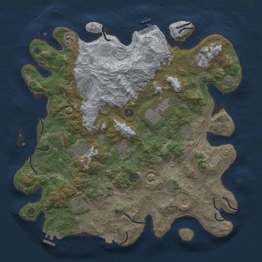 Rust Map: Procedural Map, Size: 4250, Seed: 2125372814, 19 Monuments