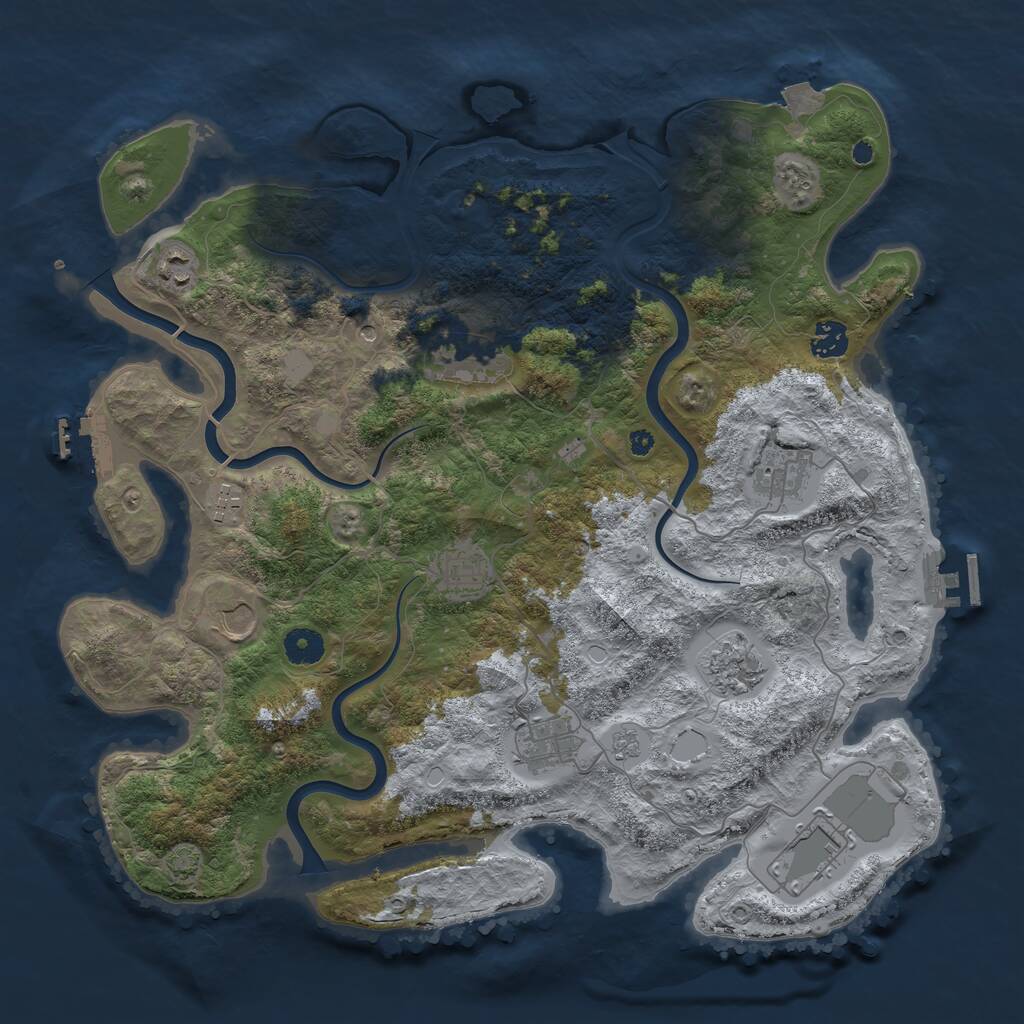 Rust Map: Procedural Map, Size: 3999, Seed: 320970848, 16 Monuments