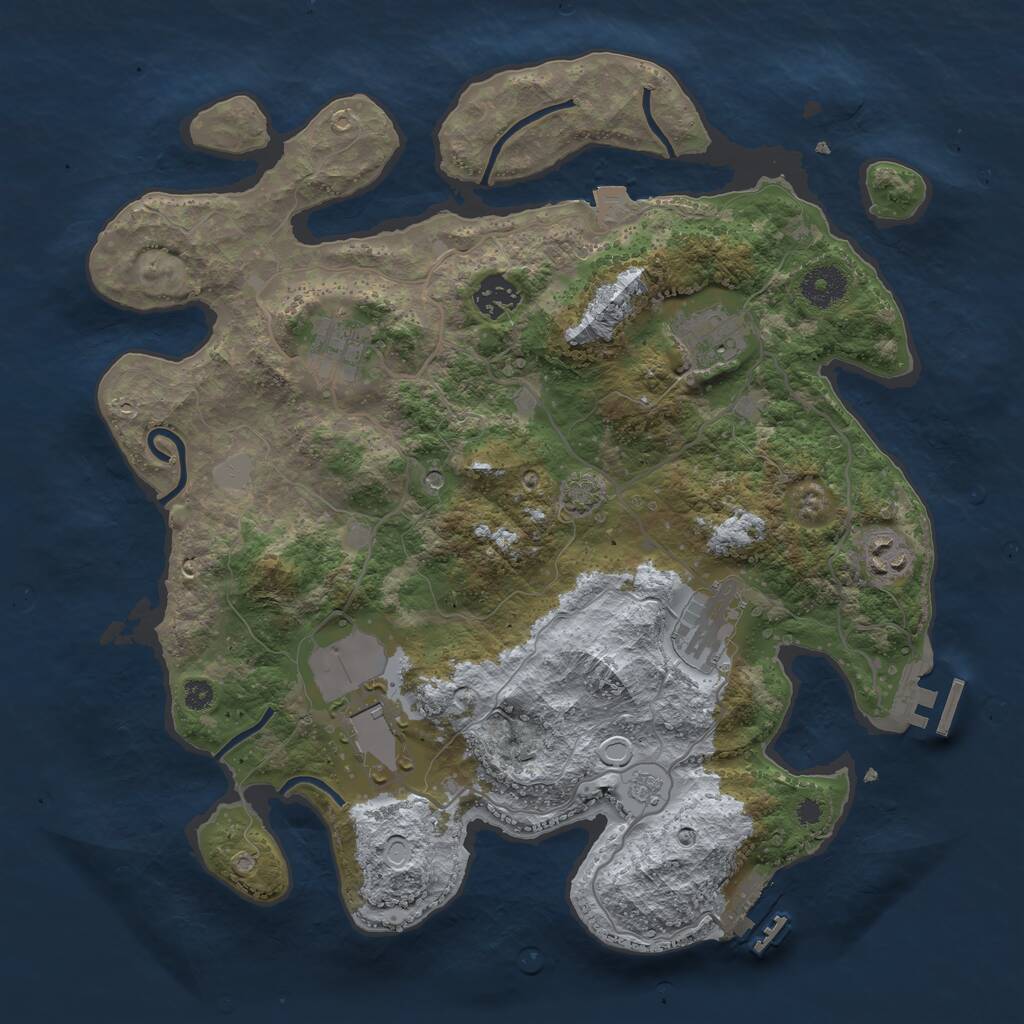 Rust Map: Procedural Map, Size: 3550, Seed: 98274506, 12 Monuments