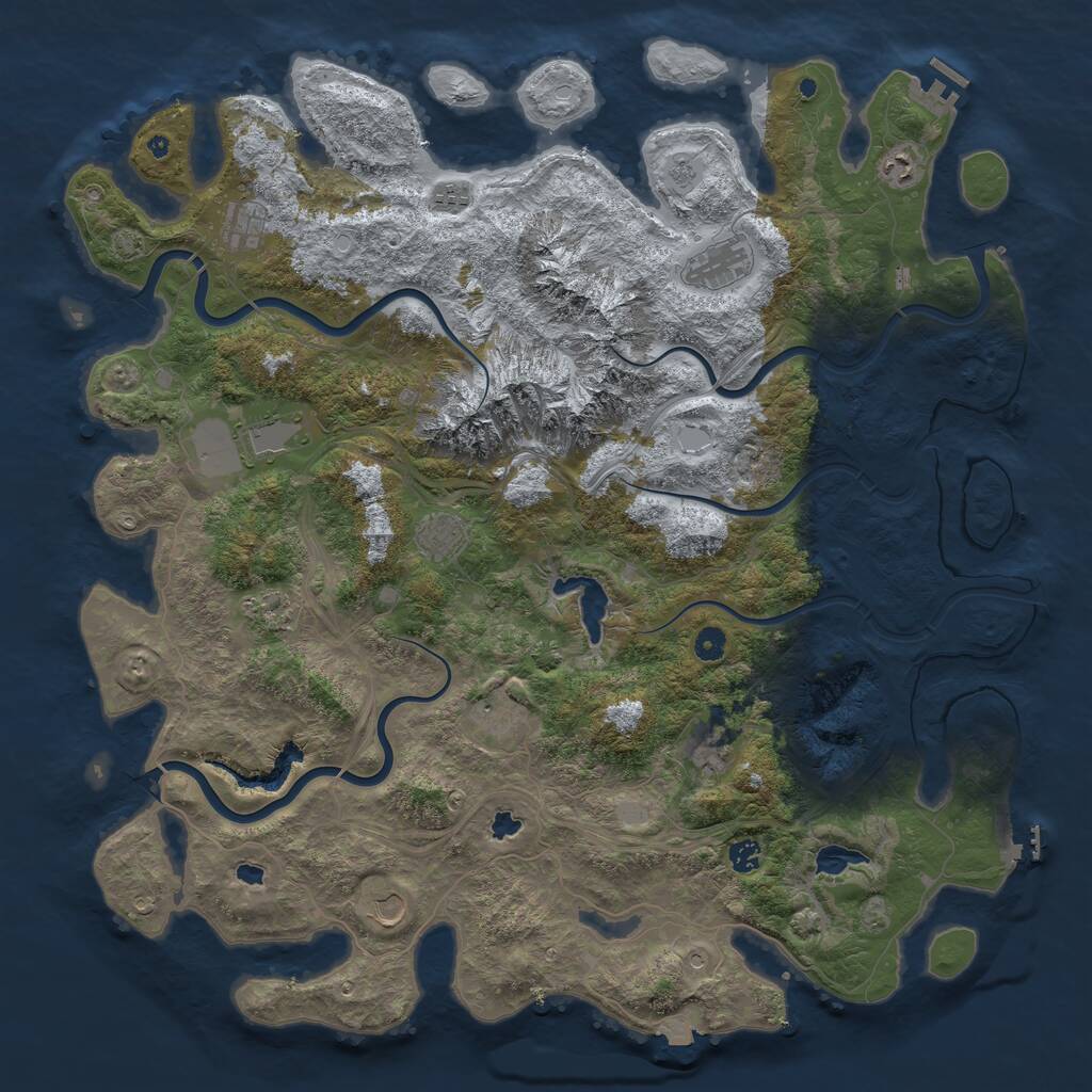 Rust Map: Procedural Map, Size: 5000, Seed: 497674913, 17 Monuments