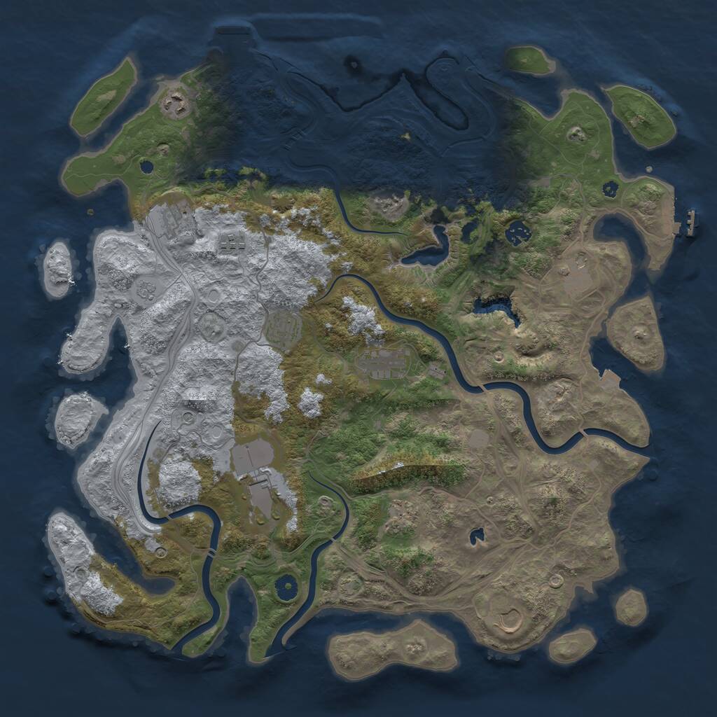 Rust Map: Procedural Map, Size: 4450, Seed: 1657709961, 16 Monuments