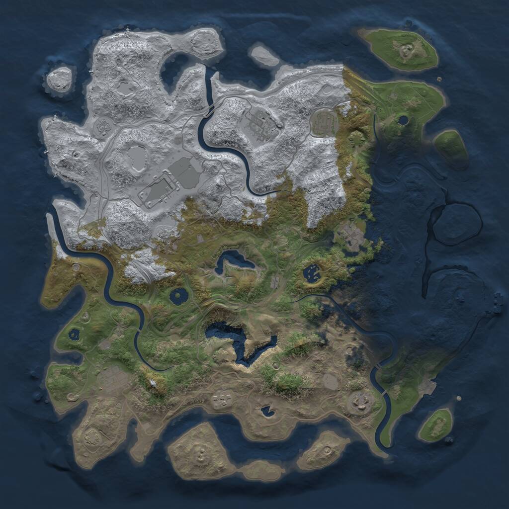 Rust Map: Procedural Map, Size: 4300, Seed: 3345862, 14 Monuments