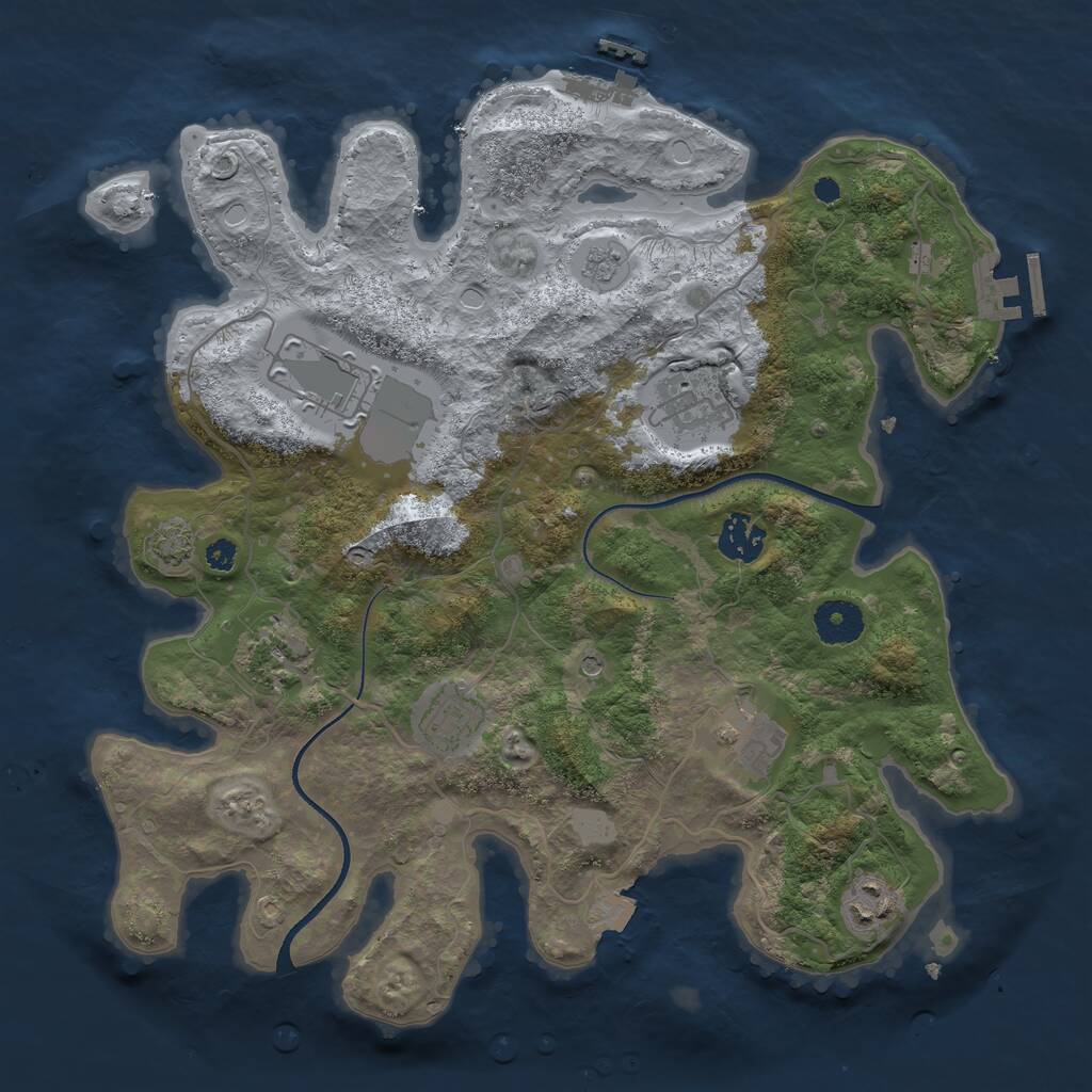 Rust Map: Procedural Map, Size: 3500, Seed: 1046733984, 13 Monuments