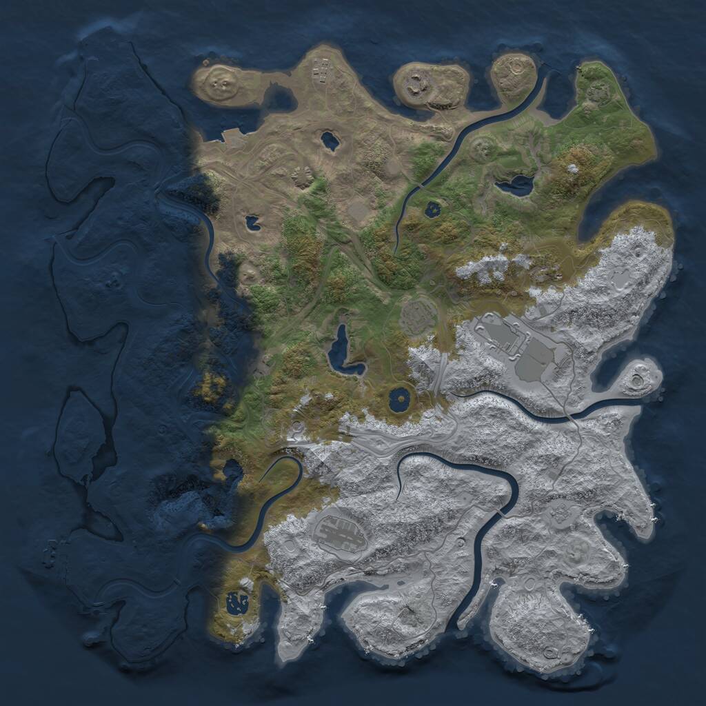 Rust Map: Procedural Map, Size: 4500, Seed: 1847922326, 14 Monuments