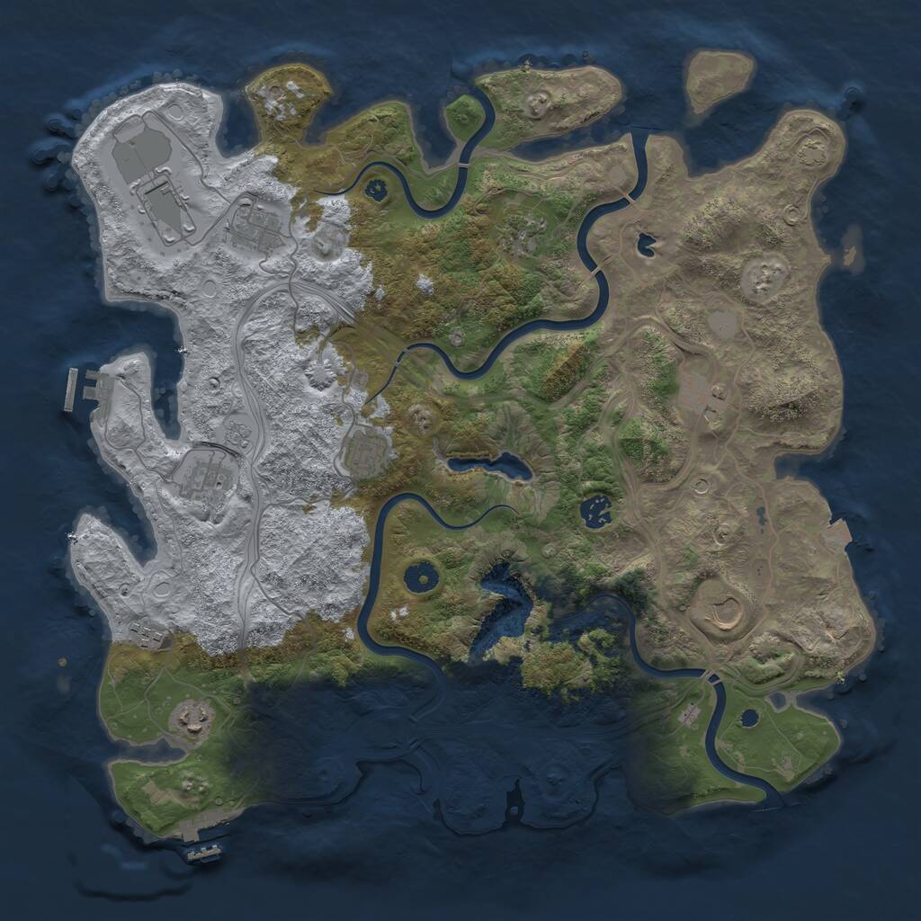 Rust Map: Procedural Map, Size: 4250, Seed: 566128421, 16 Monuments