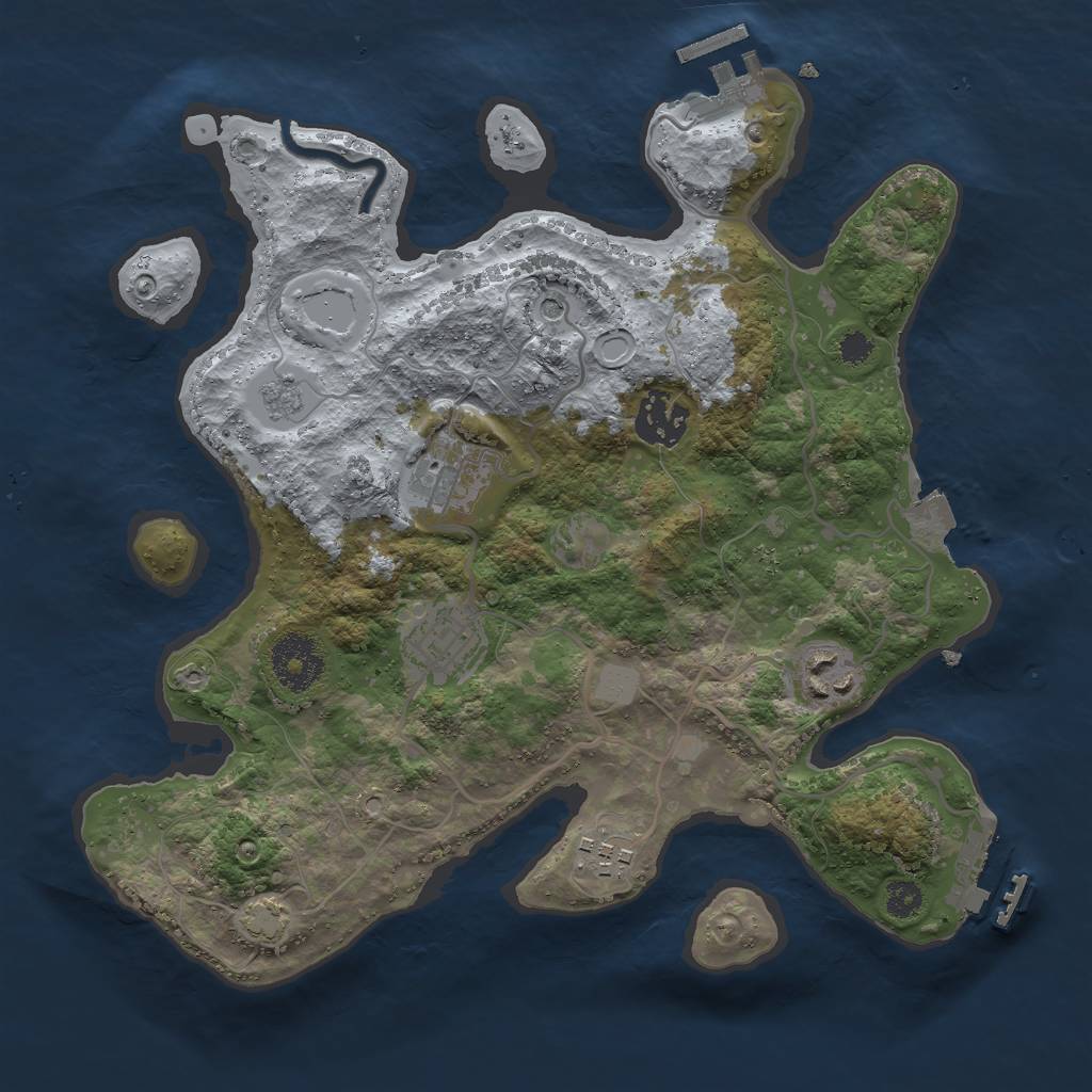 Rust Map: Procedural Map, Size: 3000, Seed: 1063172322, 13 Monuments