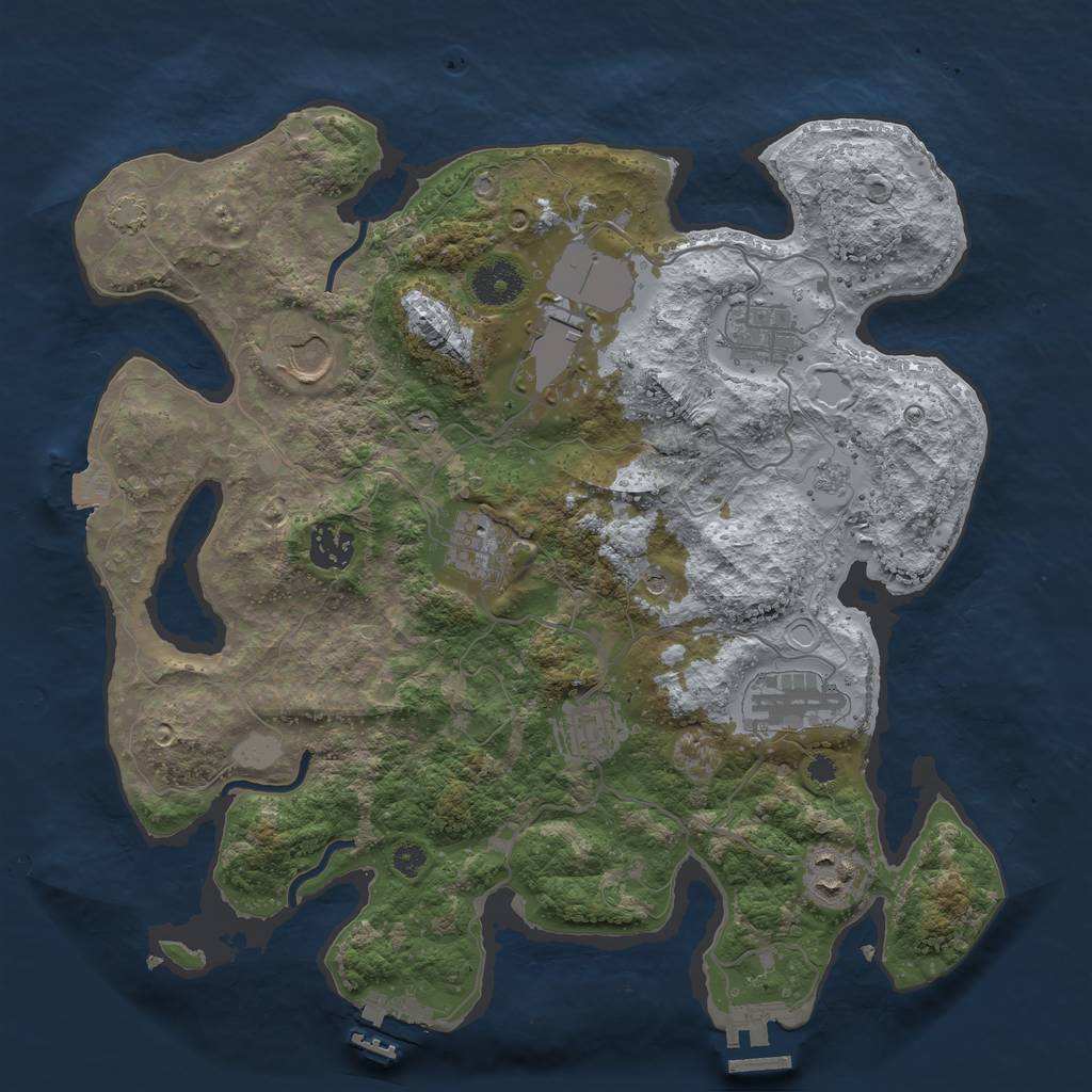 Rust Map: Procedural Map, Size: 3500, Seed: 532322, 16 Monuments
