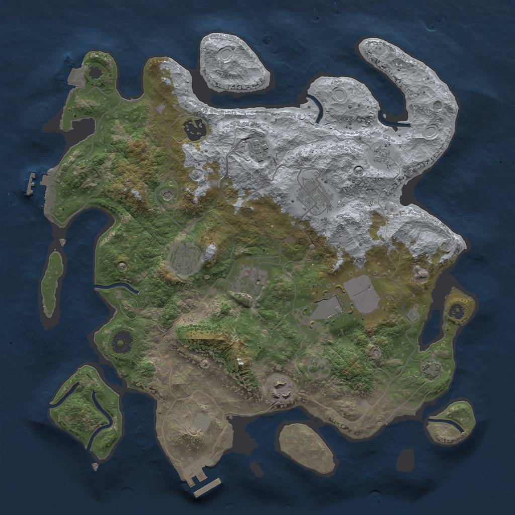 Rust Map: Procedural Map, Size: 3500, Seed: 1843395462, 15 Monuments