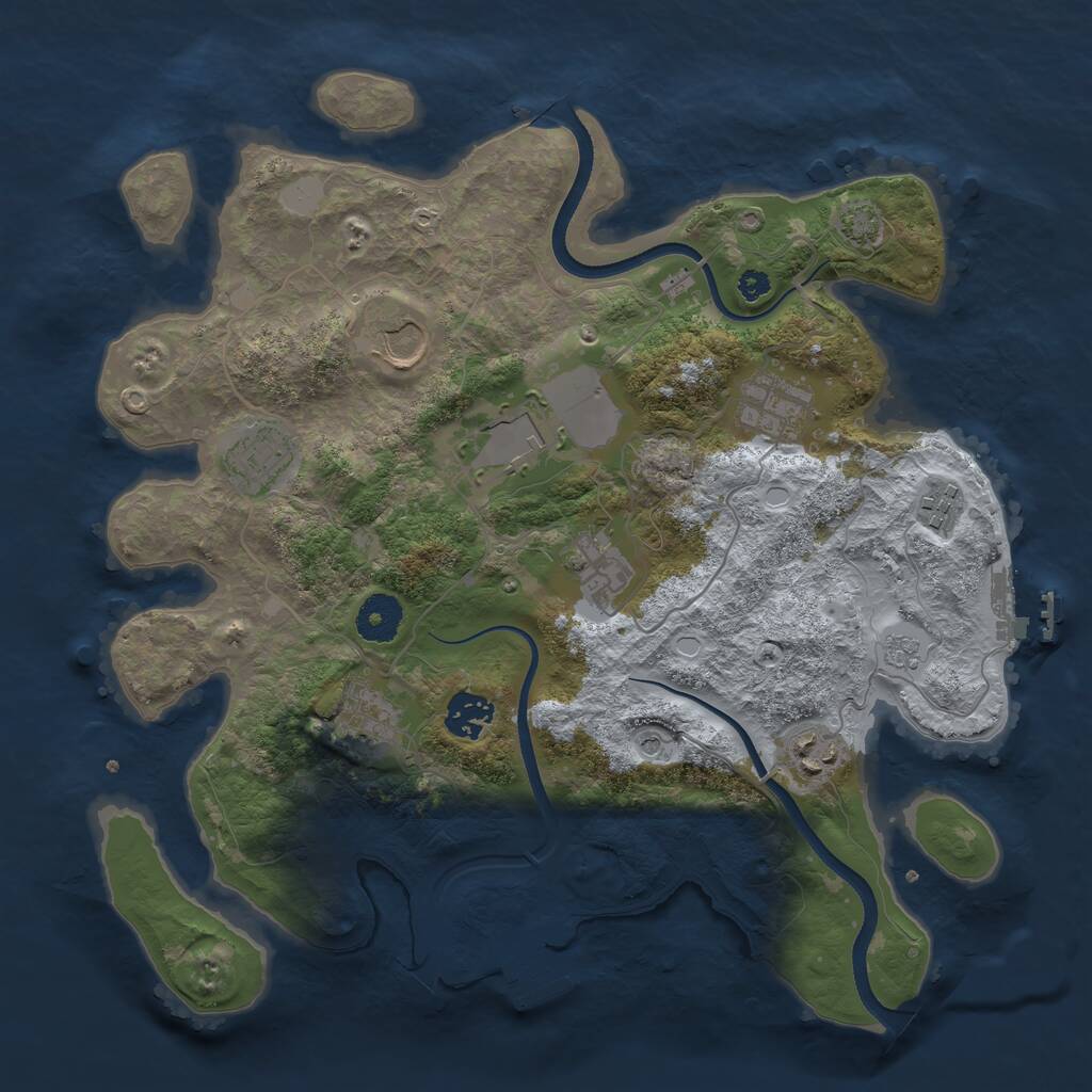 Rust Map: Procedural Map, Size: 3500, Seed: 1249123718, 15 Monuments