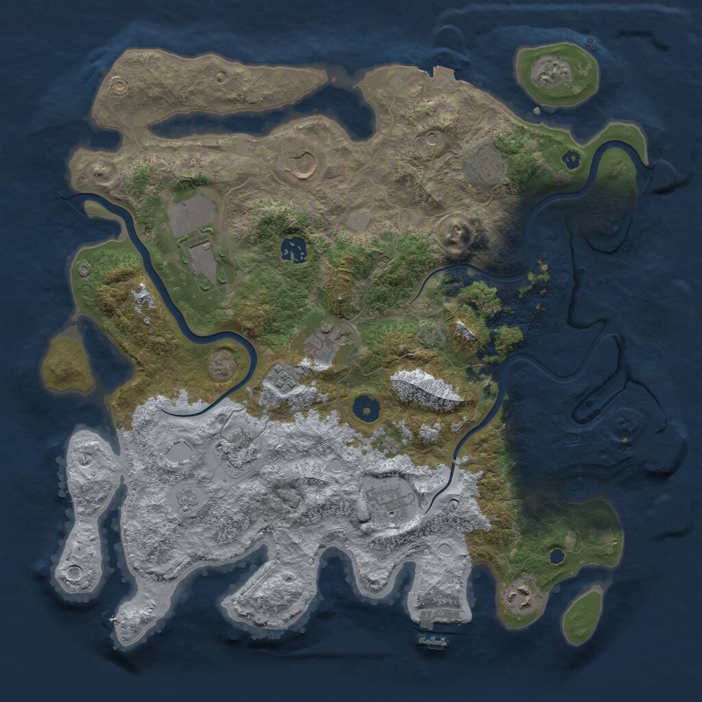Rust Map: Procedural Map, Size: 3900, Seed: 1443219823, 15 Monuments