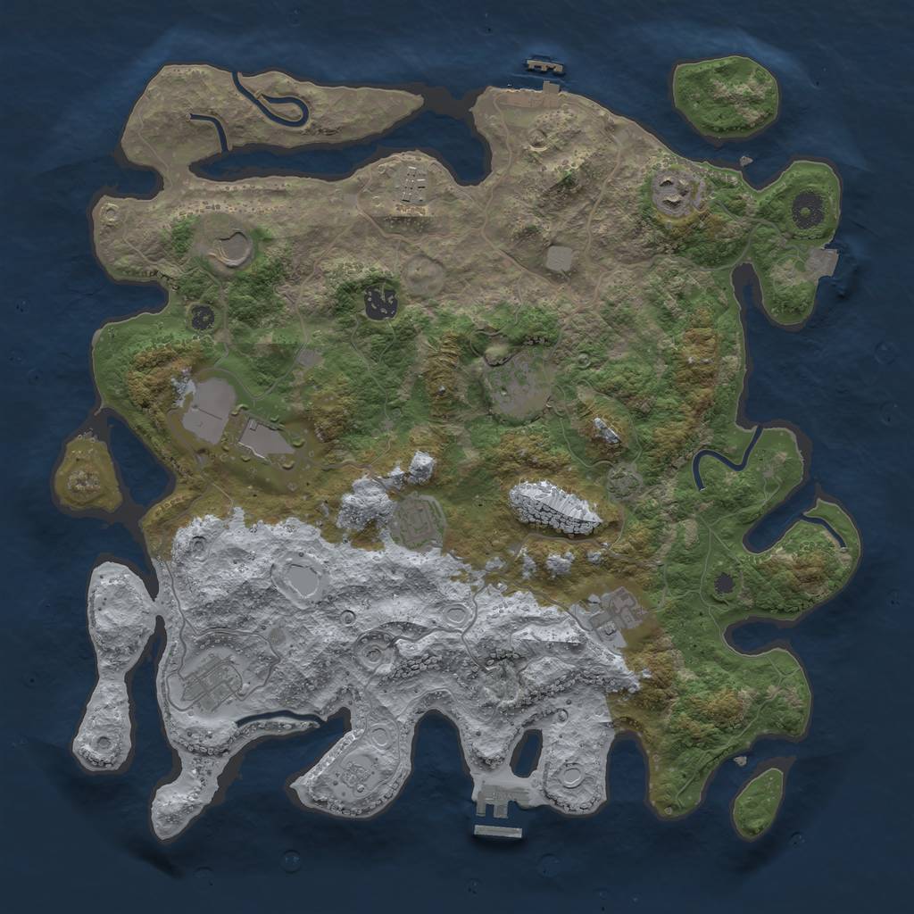 Rust Map: Procedural Map, Size: 3900, Seed: 1443219823, 17 Monuments