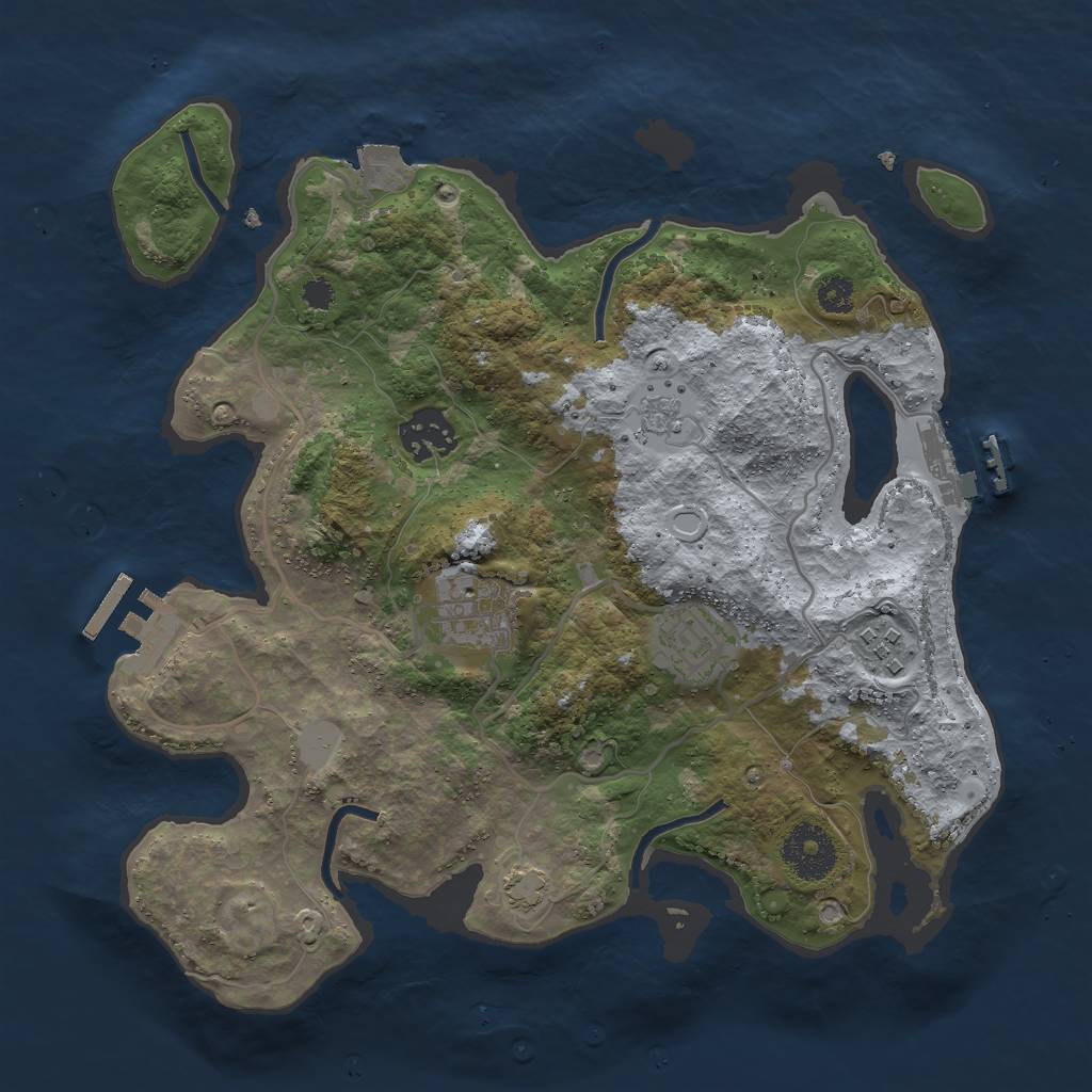 Rust Map: Procedural Map, Size: 3000, Seed: 593352285, 11 Monuments