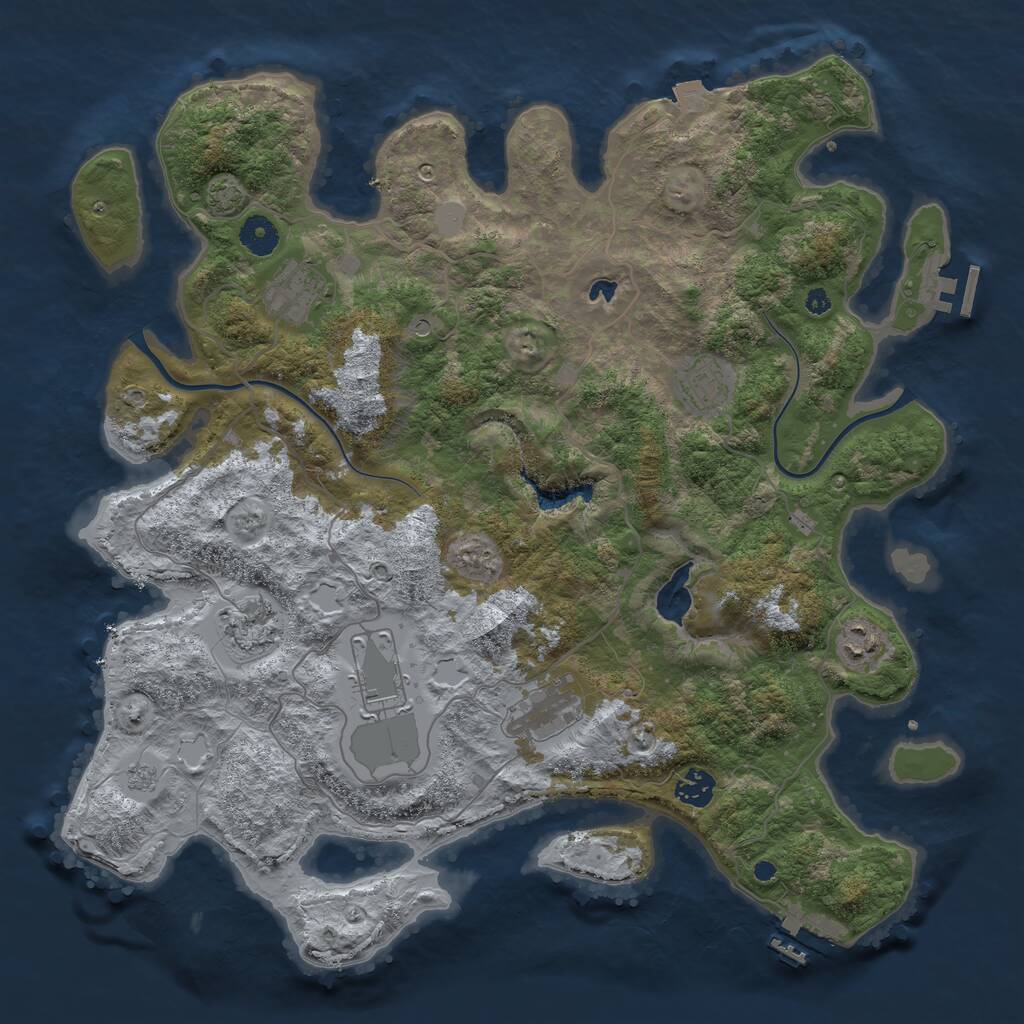 Rust Map: Procedural Map, Size: 4000, Seed: 555666, 13 Monuments