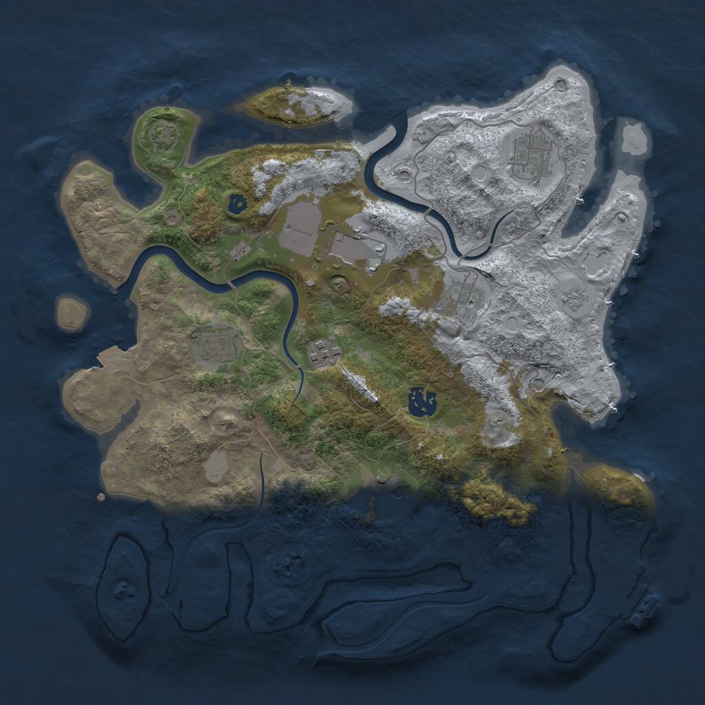 Rust Map: Procedural Map, Size: 3500, Seed: 894723620, 12 Monuments