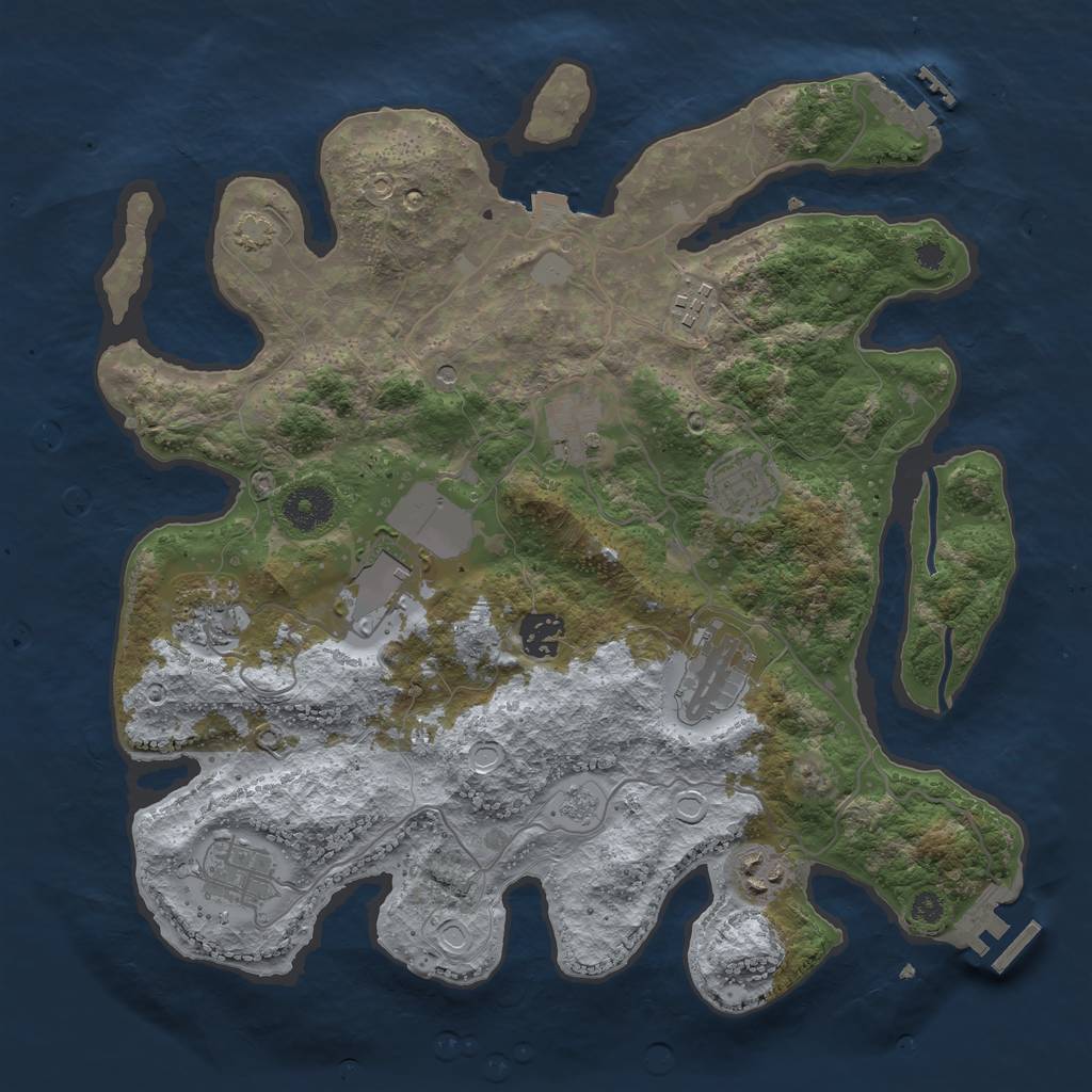 Rust Map: Procedural Map, Size: 3500, Seed: 506884663, 17 Monuments