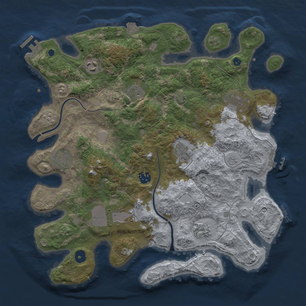 Rust Map: Procedural Map, Size: 3800, Seed: 37627713, 15 Monuments