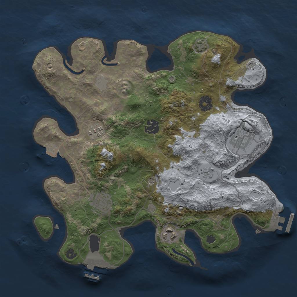Rust Map: Procedural Map, Size: 3000, Seed: 1880877822, 13 Monuments